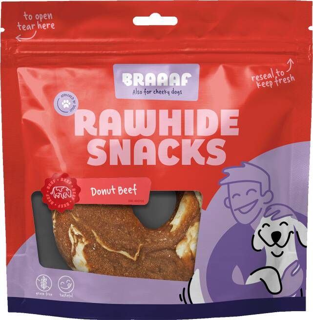Braaaf Donut Hondensnack Rund Vis 120 gram