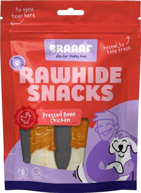 Braaaf Geperst been Hondensnack Kip 2 stuks