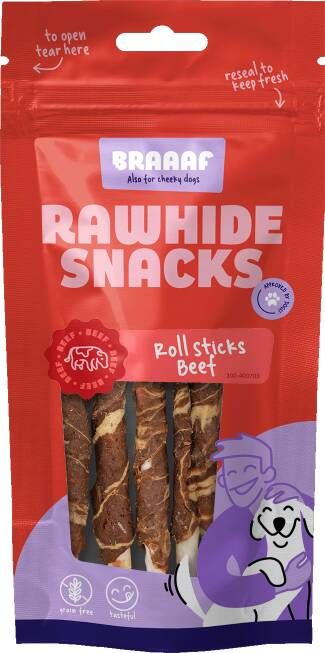Braaaf Rollsticks Hondensnack Rund Vis 12 cm 8 stuks