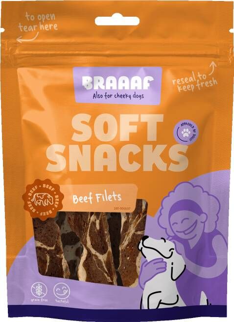 Braaaf Soft snacks Filet Hondensnack Rund Vis 85 gram