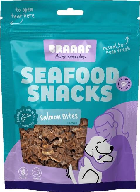 Braaaf Vissnack Bites Hondensnack Zalm 70 gram