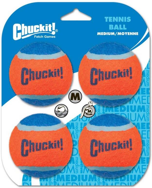 Chuckit Tennisbal Ballen Oranje Blauw Medium 6 5 cm 4 stuks