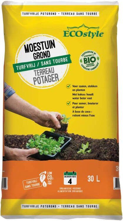 Ecostyle Moestuin Grond Kokosvezel Turfvrije Potgrond 30l