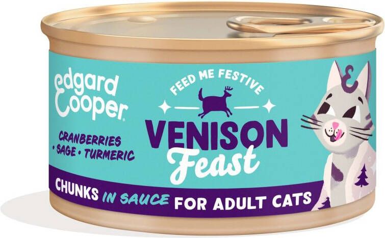 Edgard & Cooper Chunks Feestelijk Kattenvoer Hert 85 gram