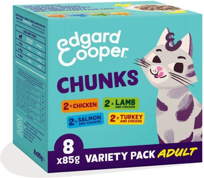 Edgard & Cooper Multipack Stukjes in saus Kattenvoer 8x85 gram Kip Lam 680 gram