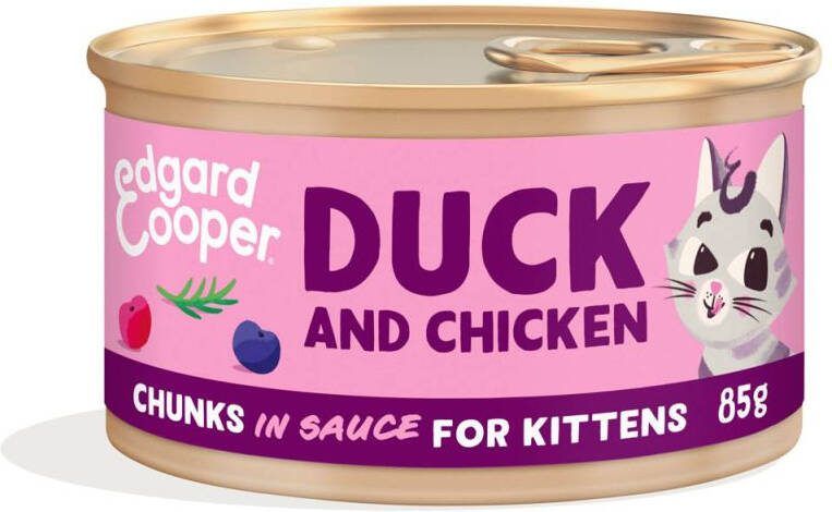 Edgard & Cooper Stukjes in saus Kattenvoer Eend Kip 85 gram