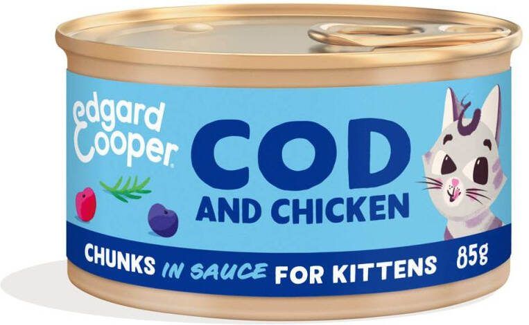 Edgard & Cooper Stukjes in saus Kattenvoer Kabeljauw Kip 85 gram