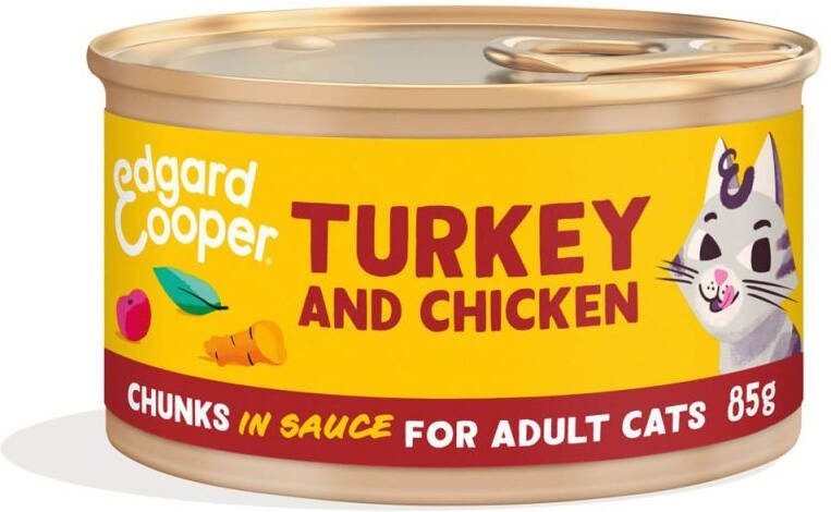 Edgard & Cooper Stukjes in saus Kattenvoer Kalkoen Kip 85 gram