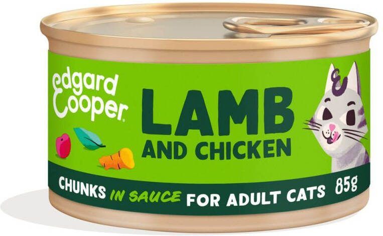 Edgard & Cooper Stukjes in saus Kattenvoer Lam Kip 85 gram
