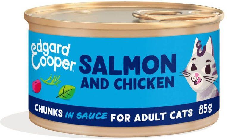 Edgard & Cooper Stukjes in saus Kattenvoer Zalm Kip 85 gram