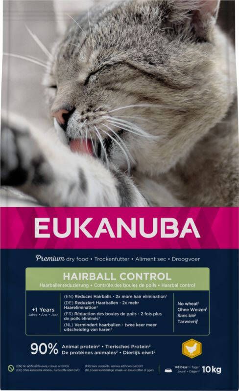 Eukanuba Adult Hairball Control- Kattenvoer Kip 10 kg