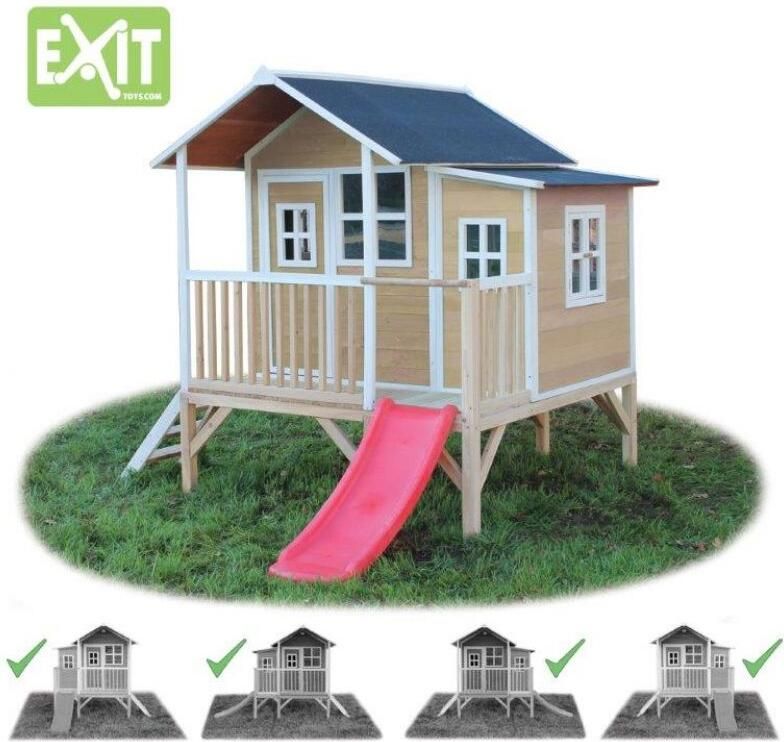 EXIT Toys EXIT Loft 350 speelhuisje met glijbaan naturel - Foto 7