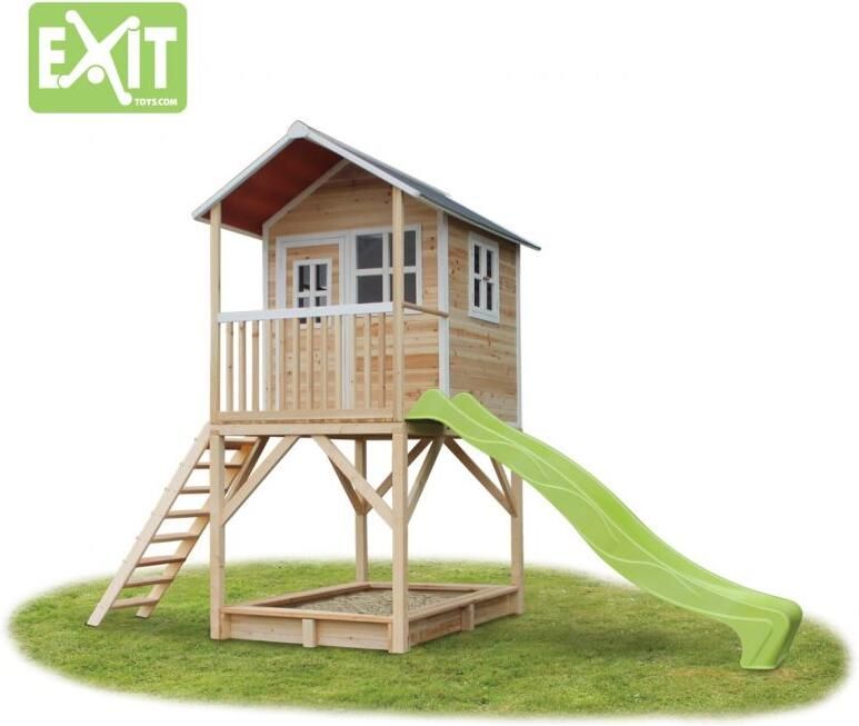 EXIT Toys EXIT Loft 700 speelhuisje met glijbaan + zandbak naturel - Foto 7