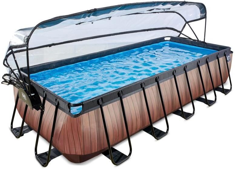 EXIT Toys Exit Wood Zwembad 540x250x100cm Met Zandfilterpomp En Overkapping Bruin - Foto 2