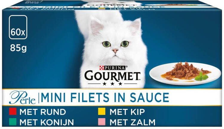 Gourmet Perle Mini Filets in Saus Kattenvoer Rund Kip 0 06 kg