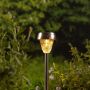 Lumineo 4x Buiten LED RVS lantaarn stekers solar verlichting 24 cm Tuinverlichting Tuinlampen Solarlampen op zonne-energie - Thumbnail 5