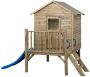 SwingKing Houten speelhuisje met glijbaan en trap Camilla ( ) Kinderhuisje voor Buiten in de Tuin Voor Kinderen vanaf 3 Jaar FSC Hout Glijbaan Blauw - Thumbnail 3