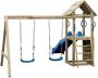 SwingKing Houten Speeltoestel Maria ( ) Speeltoren met Glijbaan en Dubbele Schommel voor Buiten in de Tuin FSC Hout Glijbaan Blauw - Thumbnail 2
