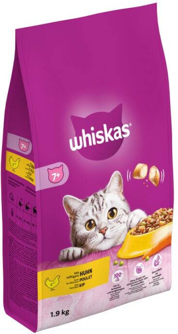 Whiskas 7+ Senior Droge Brokjes Kattenvoer Kip 1 9 kg