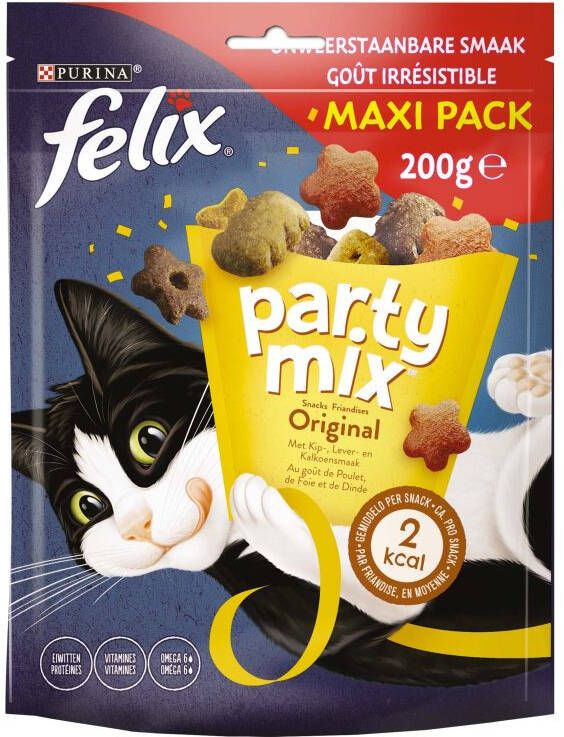 Felix Party Mix Original Kattensnacks Lever Kip 200 gram