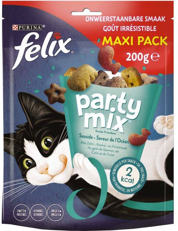 Felix Party Mix Seaside Kattensnacks Forel Zalm 200 gram