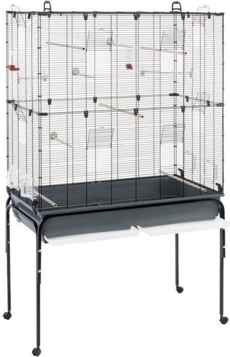 Ferplast Planeta met standaard Vogelkooi 99 5x53x170 cm Kunststof Metaal Zwart Voorkant 16 kg