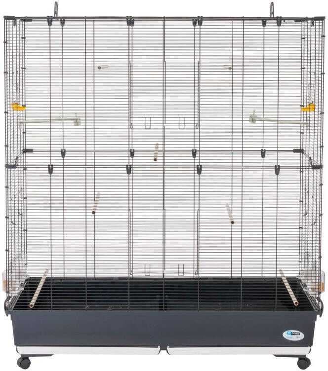 Ferplast Planeta Vogelkooi 118x59x135 cm Kunststof Metaal Zwart Large Voorkant 14 9 kg