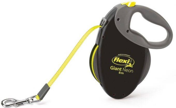 Flexi Giant Neon Band Rollijn Hondenriem Zwart Kunststof L 8 meter