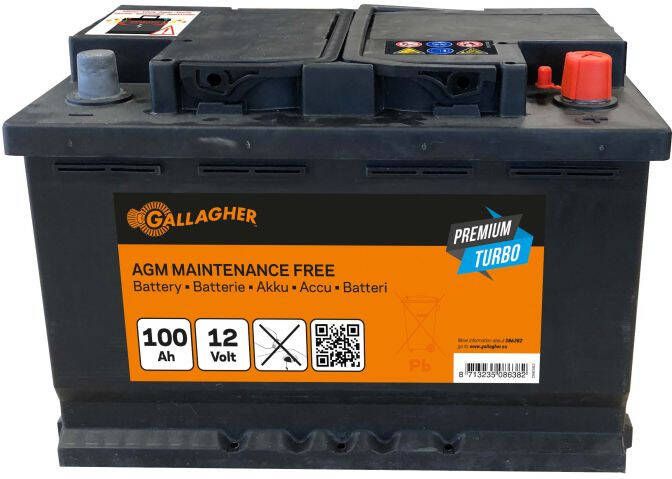 Gallagher Premium Turbo AGM Batterij 100 Ah 12 V