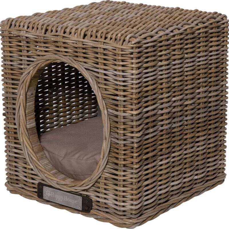 Happy-House Hocker Kattenmand Riet Beige Bruin 41x41x46 cm