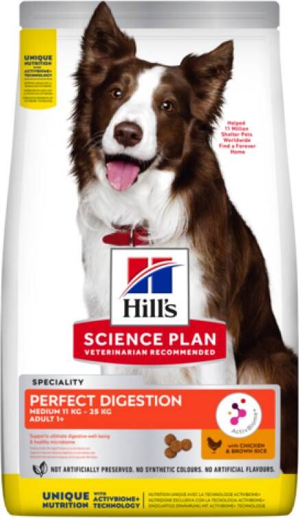 Hills Hill's Adult Medium Perfect Digestion Hondenvoer Kip Rijst 12 kg