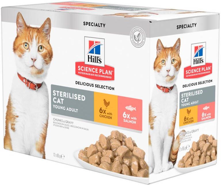 Hills Hill's Gesteriliseerde katten Young Adult Kattenvoer Kip Zalm 0 012 kg