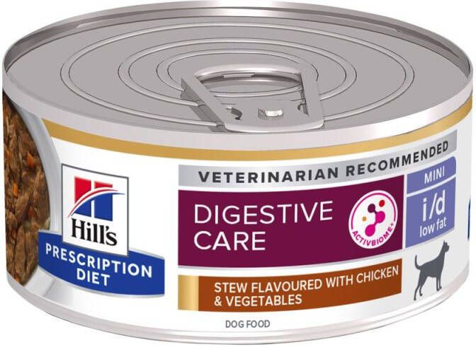 Hill's PD Prescription Diet i d ActivBiome+ Low Fat Digestive Care Mini Hondenvoer veterinair Kip Groente 156 gram