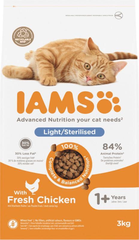 Iams Light Sterilised Kattenvoer Kip 3 kg