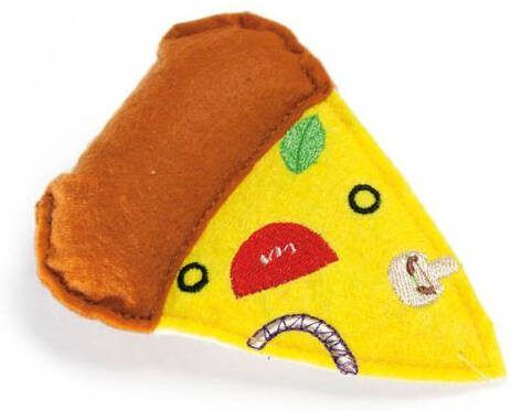 Karlie Pizzapunt Knuffel Kattenspeeltje Geel 10 5x8x1 cm