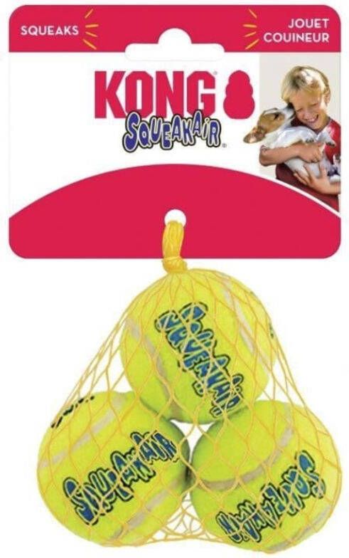 Kong Air Dog Squeaker Tennisbal met piep Ballen Geel M 6 3 cm 3 stuks