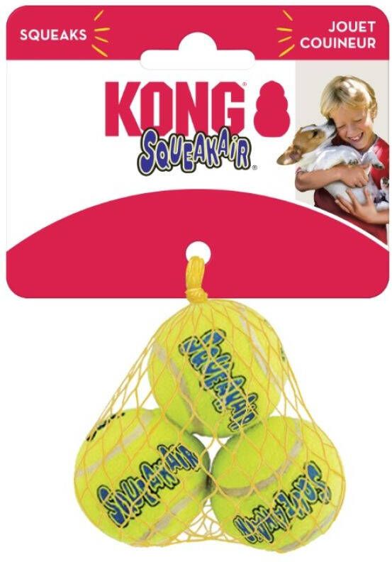 Kong Air Dog Squeaker Tennisbal met piep Ballen Geel XS 4 1 cm 3 stuks