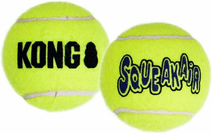 Kong Air Dog Squeaker Tennisbal met piep Ballen Geel L 2 stuks