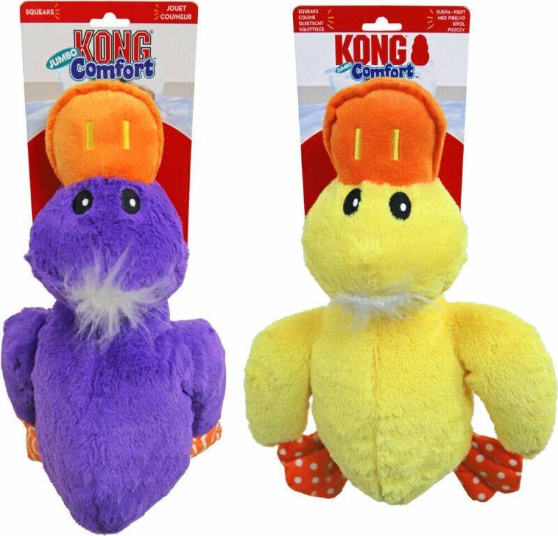 Kong Comfort Jumbo Eend Pluche Knuffel Hondenspeelgoed Assorti XL 43x34 cm 1 stuk
