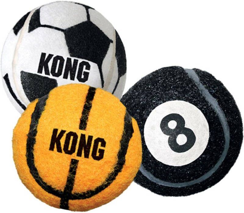 Kong Air Dog Squeaker Tennisbal met piep Hondenspeelgoed Multi color S ⌀5 cm 3 stuks