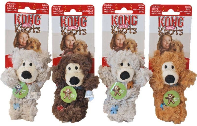 Kong Wildknots Beer Pluche Knuffel Hondenspeelgoed Assorti XS 1 stuk