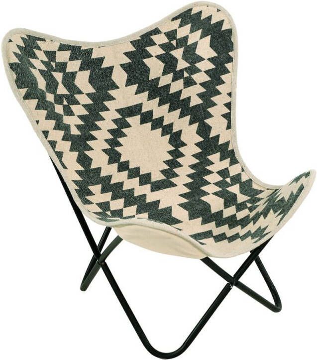Express Brent Vlinderstoel zwart en wit 75x75x87 cm