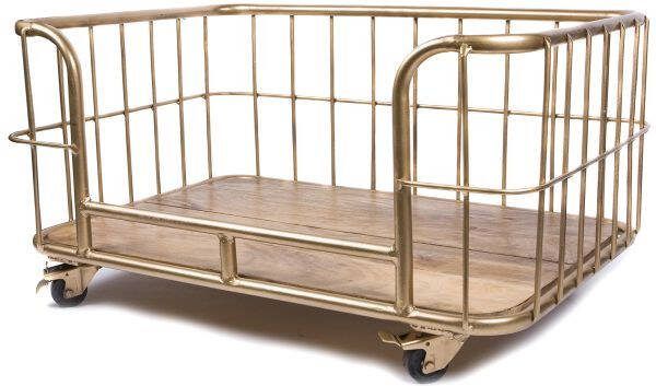 Lex & Max Metal Wire Basket Divan Hondenbench meubel Goud 41x76x52 cm