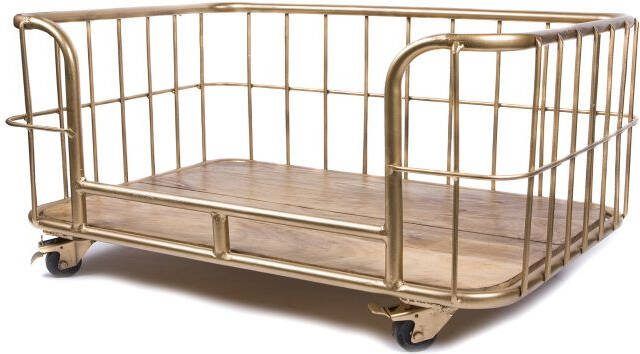 Lex & Max Metal Wire Basket Divan Hondenbench meubel Goud 46x90x67 cm