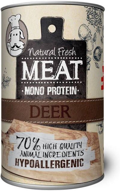 Natural Fresh Meat Mono Protein Hondenvoer Hert 400 gram