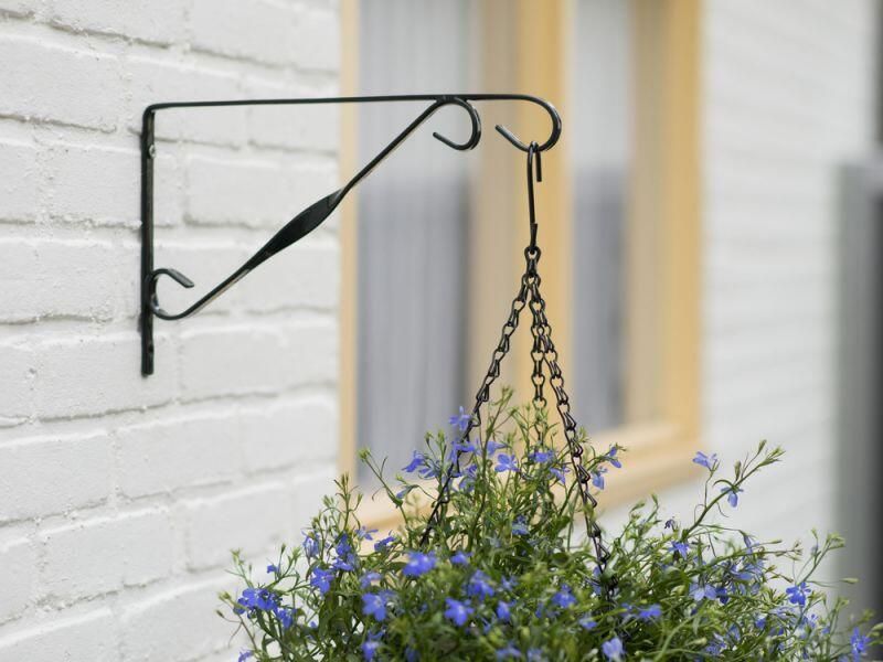 Nature Muurhaak plantenhaak zwart voor plantenpotten geplastificeerd verzinkt staal 18.5 x 30 cm hanging basket haak - Foto 2