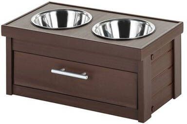 New Age Pet Piedmont Dinerset Verhoogde voerbak Small Russet Bruin