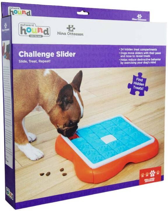 Nina Ottosson Challenge Slider Hondpuzzel Puzzels Blauw Oranje 37 9x37 9x5 9 cm