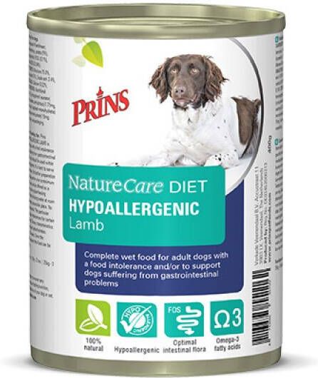 Prins Dieet NatureCare Hypoallergenic Lamb Hondenvoer veterinair Lam Aardappel 400 gram