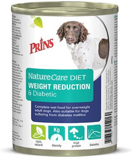 Prins Dieet NatureCare Weight Reduction & Diabetic Hondenvoer veterinair Kip Rund 400 gram